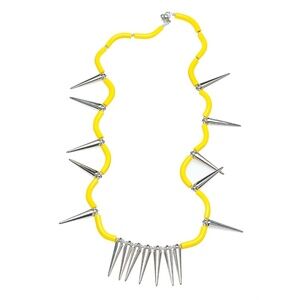 Handmade Yellow & Silver Spiked Necklace – OOAK, Made in Canada